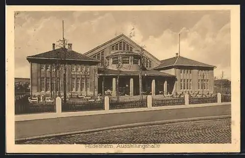 AK Hildesheim, Die Ausstellungshalle mit Restaurant