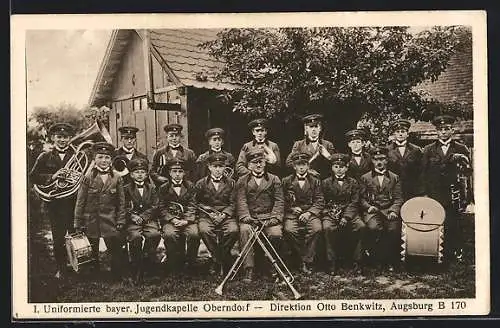 AK Oberndorf / Lech, I. Uniformierte bayer. Jugendkapelle Oberndorf, Gruppenfoto