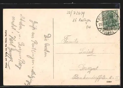 AK Neuffen, Cafe Schnabel, Aussen- u. Innenansicht, Burgruine Hohen-Neuffen