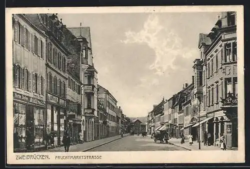 AK Zweibrücken, Blick in die Fruchtmarktstrasse