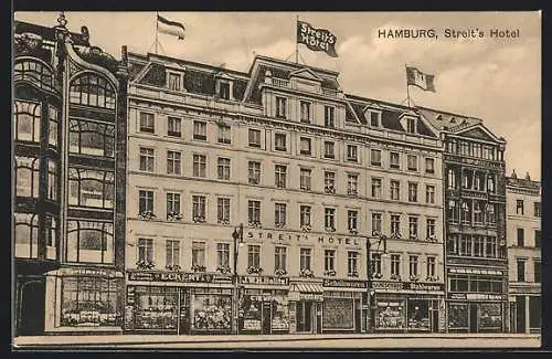 AK Hamburg-Neustadt, Frontalansicht von Streit`s Hotel