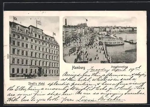 AK Hamburg-Neustadt, Streit`s Hotel und der Jungfernstieg