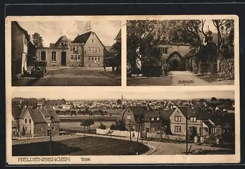 AK Heldenbergen, Gasthaus zum Hessischen Hof, Schloss, Totalansicht