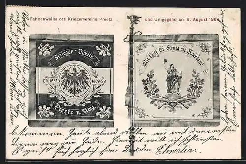 AK Preetz, Fahnenweihe des Kriegervereins am 9. August 1908