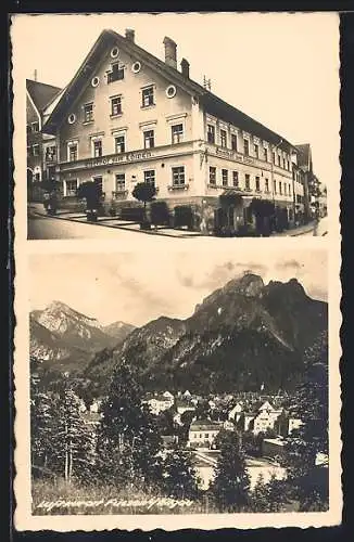 AK Füssen, Gasthof zum Löwen, Ortsansicht aus der Vogelschau