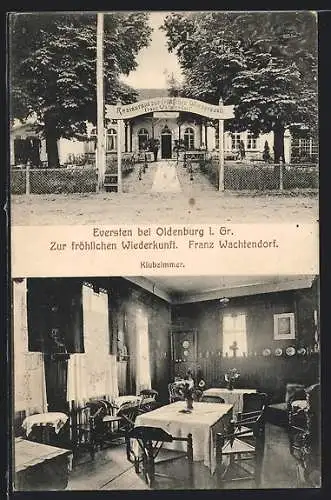 AK Eversten b. Oldenburg i. Gr., Restaurant zur fröhlichen Wiederkunft v. Franz Wachtendorf, Klubzimmer