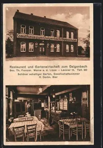 AK Werne a. d. Lippe, Restaurant und Gartenwirtschaft zum Galgenbach, Bes. Th. Frenzer