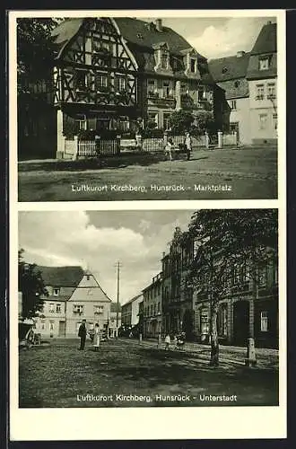 AK Kirchberg /Hunsrück, Gasthaus-Café Fuchss, Marktplatz, Unterstadt