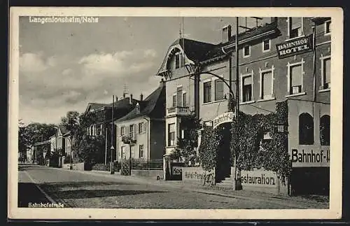 AK Langenlonsheim /Nahe, Hotel-Pension-Restauration Bahnhof Hotel an der Bahnhofstrasse