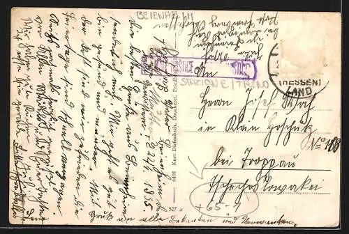 AK Beienheim, Seitliche Ansicht des Bahnhofs