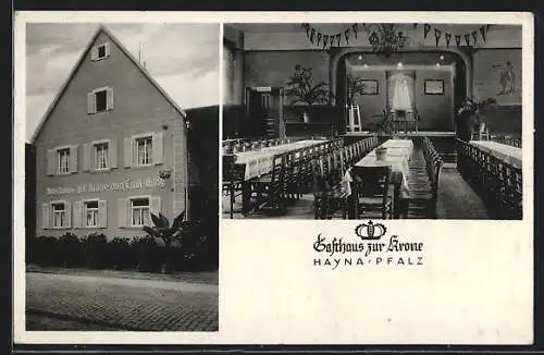 AK Hayna / Pfalz, Gasthaus zur Krone, Innenansicht