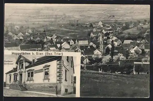 AK Hoppstädten / Sien, Gasthaus Carl Becker, Gesamtansicht vom Berg aus