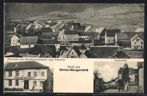 AK Strinz-Margarethä, Gasthaus-Brennerei A. Schneider, Strassenpartie, Teilansicht