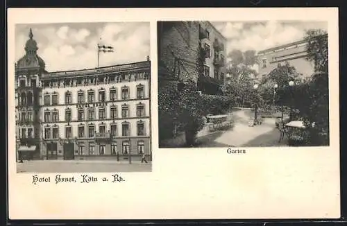 AK Köln a. Rh., Hotel Ernst mit Garten