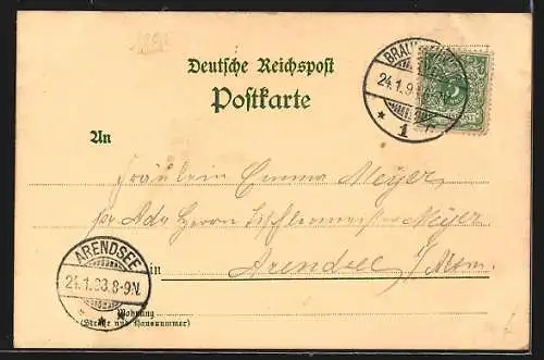 Lithographie Braunschweig, Restaurant Burghallen mit Garten und Saal