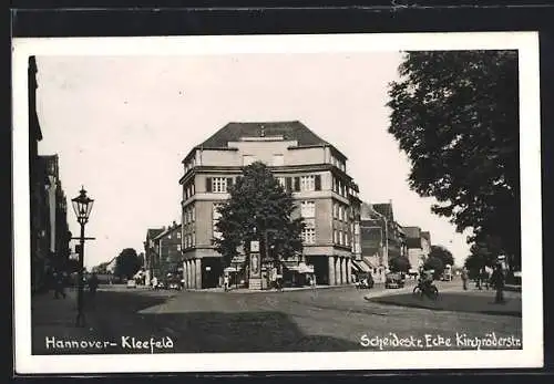 AK Hannover-Kleefeld, Scheidestrasse Ecke Kirchröderstrasse mit Eckgebäude