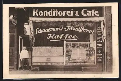 AK Hamburg-Neustadt, Schaarmarkt-Konditorei-Kaffee, Schaarmarkt 4, Front mit Konditor