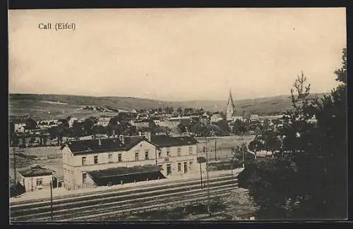 AK Call /Eifel, Bahnhof aus der Vogelschau