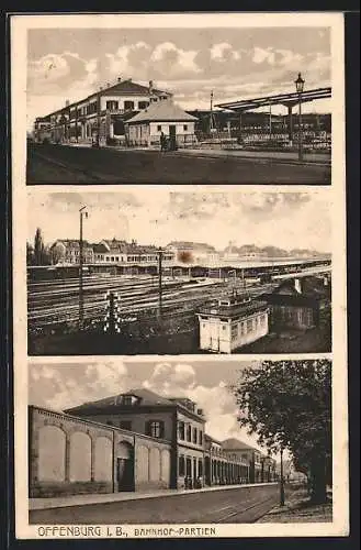 AK Offenburg i. B., Ansichten vom Bahnhof