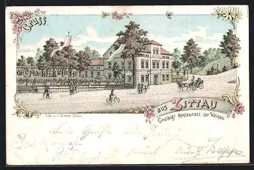 Lithographie Zittau, Greibigs Restaurant zur Weinau