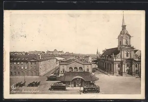 AK Bern, Bahnhof aus der Vogelschau