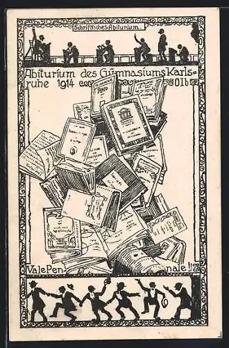 Künstler-AK Karlsruhe, Absolvia 1914, Gymnasium