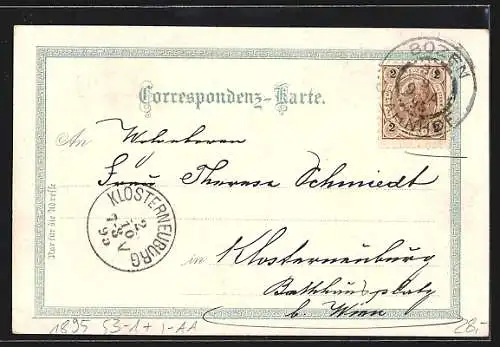 Vorläufer-Lithographie Gries bei Bozen, 1895, Kurhaus, Gescheibter Thurm, Ortsansicht