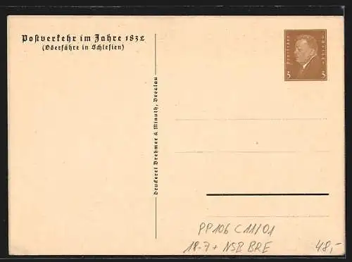 Künstler-AK Ganzsache PP 106 C11 /01: Breslau, Schleposta, 4. Schlesische Postwertzeichen Ausstellung 1932, Postkutsche