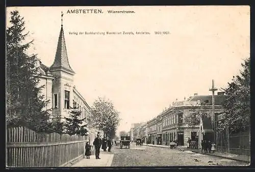 AK Amstetten, Wienerstrasse mit Café