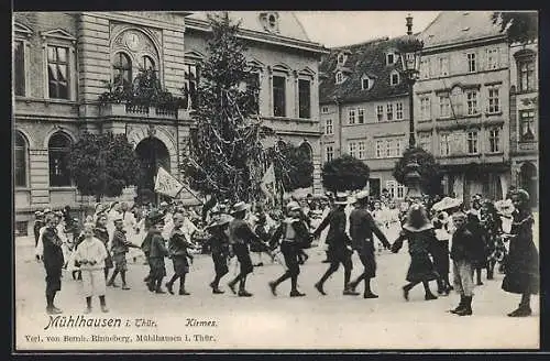 AK Mühlhausen i. Thür., Kinder im Reigen bei der Kirmes