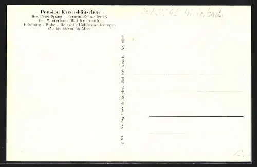 AK Kreershäuschen /Soonwald, Pension Peter Spang, Hirschgruppe