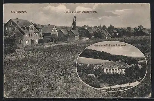 AK Diekholzen, Blick zum Restaurant Gesellschaftshaus Glückauf, Blick von der Oberförsterei