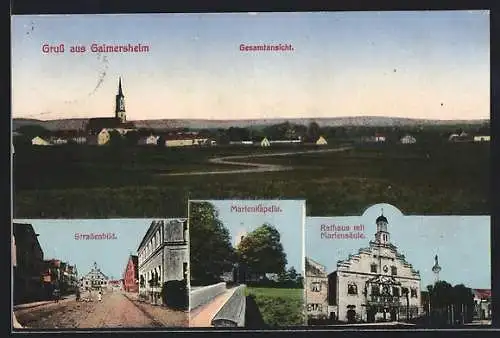 AK Gaimersheim, Strassenbild, Rathaus mit Mariensäule, Marien Kapelle, Gesamtansicht