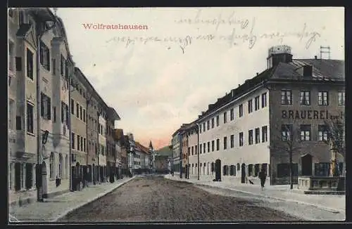 AK Wolfratshausen, Strassenpartie an der Brauerei zum Humpl
