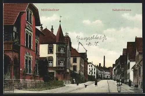 AK Mühlacker, Blick entlang der Bahnhofstrasse