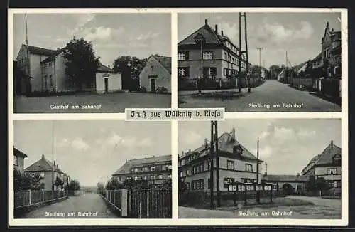 AK Wülknitz, Gasthof & Siedlung am Bahnof