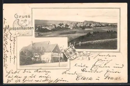 AK Massenhausen / Bad Arolsen, Gasthaus, Gesamtansicht aus der Ferne