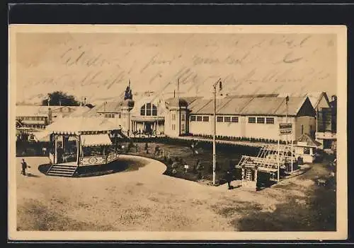 AK Herford, Gewerbe- & Industrie-Ausstellung, Pavillon mit Besuchern