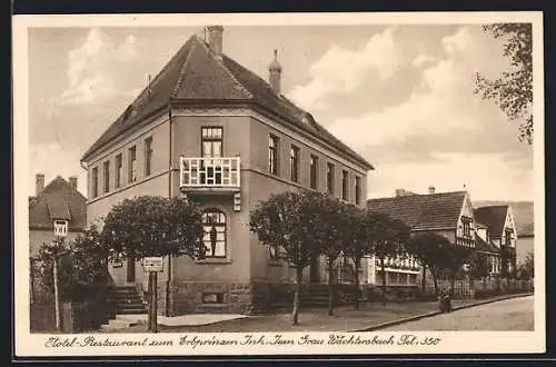 AK Wächtersbach, Hotel-Restaurant zum Erbprinzen J. Grau mit Strasse