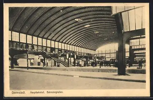 AK Darmstadt, Hauptbahnhof, Bahnsteighallen