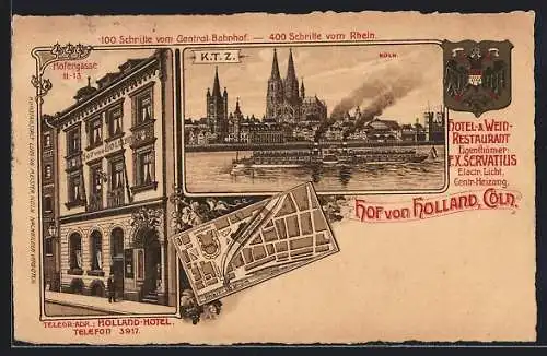 Lithographie Köln, Gasthof von Holland, Hofergasse 11-13