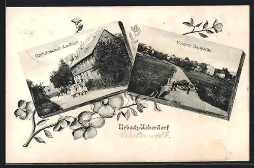 AK Urbach-Überdorf, Gasthaus Kaulbach, Vordere Dorfpartie