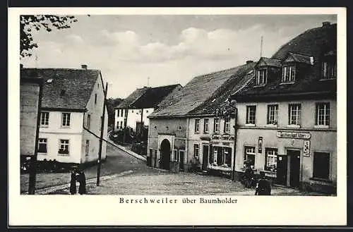 AK Berschweiler über Baumholder, Ortspartie mit Gasthaus A. Albert und benachbartem Gasthaus