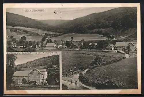 AK Bermershausen, Gasthaus-Sommerfrische A. Autschbach, Gesamtansicht mit Umgebung