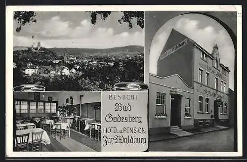 AK Bad Godesberg, Hotel-Pension zur Waldburg L. Eulenbruch, Waldburgstrasse 12, Gesamtansicht
