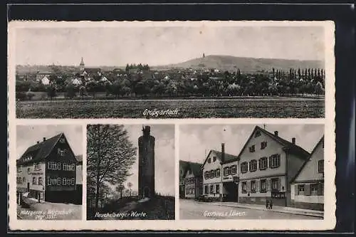 AK Grossgartach, Gasthaus zum Löwen K. König, Heuchelberger Warte, Ortspanorama