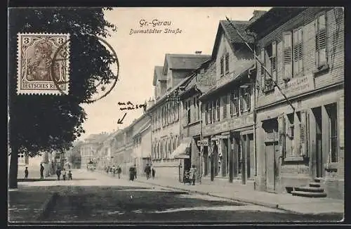 AK Gr.-Gerau, Darmstädter Strasse mit Gasthaus zum Löwen