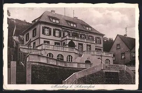 AK Mainberg /Schweinfurt, Gaststätte Hagenmeyer, von unten gesehen