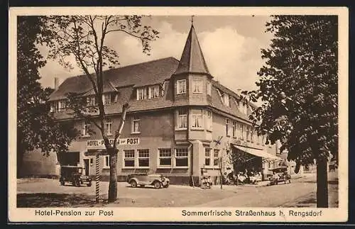 AK Strassenhaus /Rengsdorf, Hotel-Pension zur Post W. Noll mit Strasse