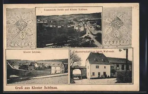 AK Strüth / Taunus, Gasthaus J. Wallmach, Kloster Schönau, Totalansicht